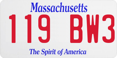 MA license plate 119BW3