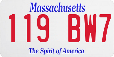 MA license plate 119BW7