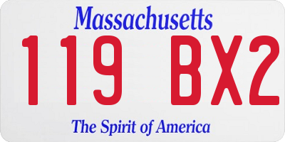 MA license plate 119BX2