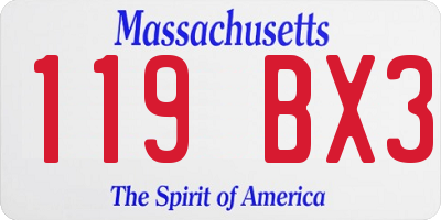 MA license plate 119BX3