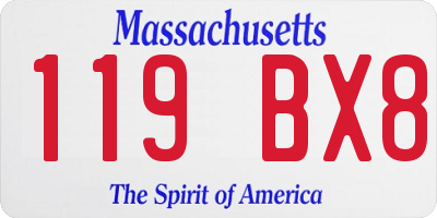 MA license plate 119BX8