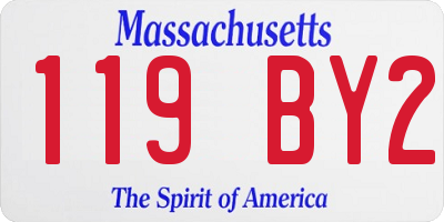 MA license plate 119BY2