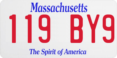 MA license plate 119BY9