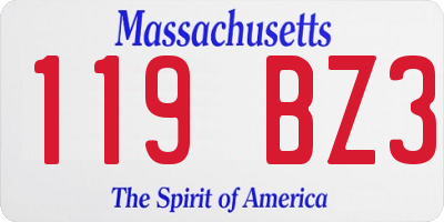 MA license plate 119BZ3