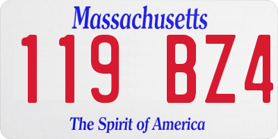 MA license plate 119BZ4