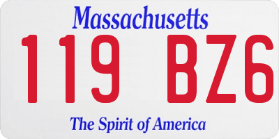 MA license plate 119BZ6