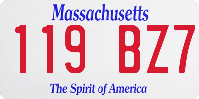 MA license plate 119BZ7