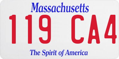 MA license plate 119CA4