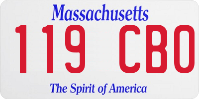 MA license plate 119CB0