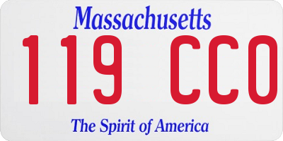MA license plate 119CC0