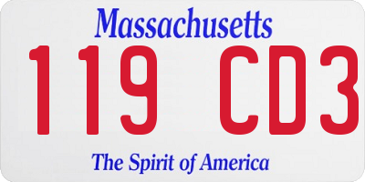 MA license plate 119CD3