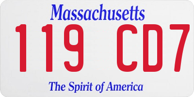 MA license plate 119CD7