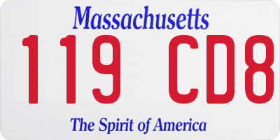 MA license plate 119CD8