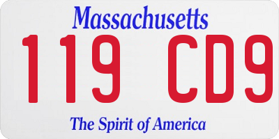 MA license plate 119CD9