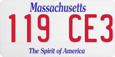MA license plate 119CE3
