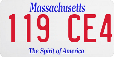 MA license plate 119CE4