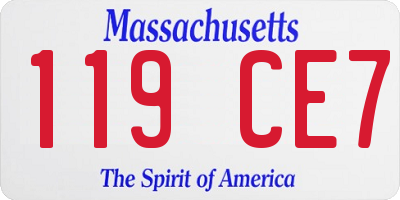 MA license plate 119CE7
