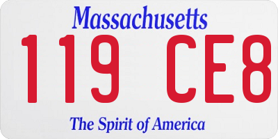 MA license plate 119CE8