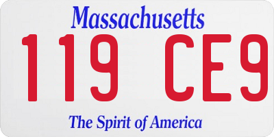 MA license plate 119CE9