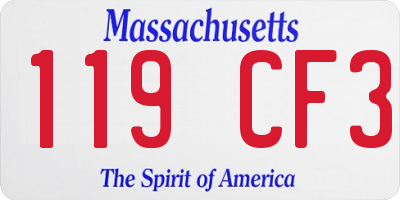 MA license plate 119CF3