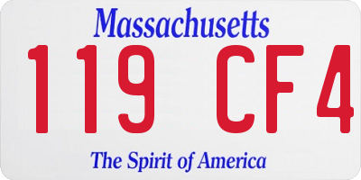 MA license plate 119CF4