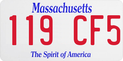 MA license plate 119CF5