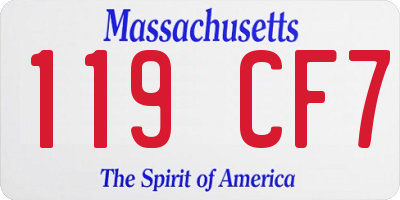 MA license plate 119CF7