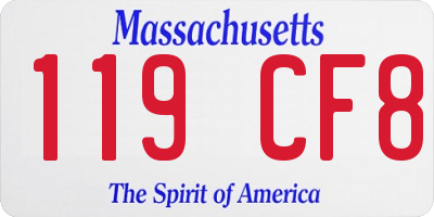 MA license plate 119CF8