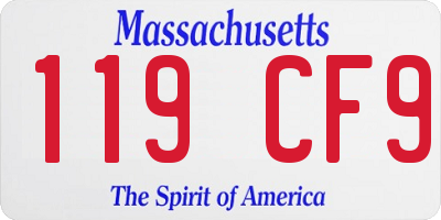 MA license plate 119CF9