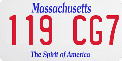 MA license plate 119CG7