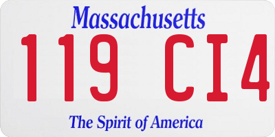 MA license plate 119CI4