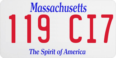 MA license plate 119CI7