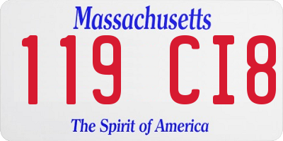 MA license plate 119CI8