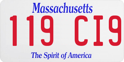 MA license plate 119CI9