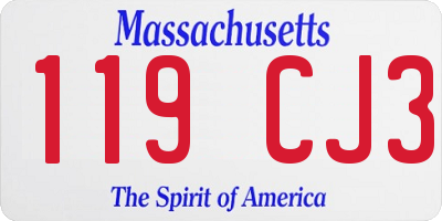 MA license plate 119CJ3