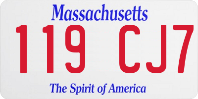 MA license plate 119CJ7