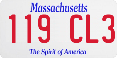 MA license plate 119CL3