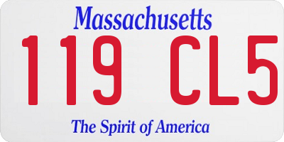 MA license plate 119CL5