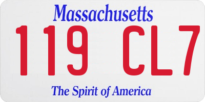 MA license plate 119CL7
