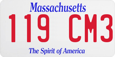MA license plate 119CM3