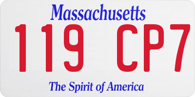 MA license plate 119CP7