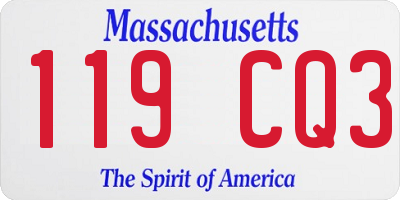 MA license plate 119CQ3