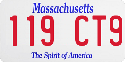 MA license plate 119CT9