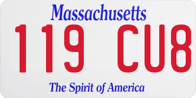 MA license plate 119CU8