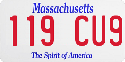 MA license plate 119CU9
