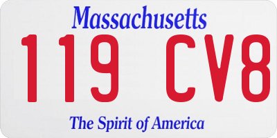 MA license plate 119CV8