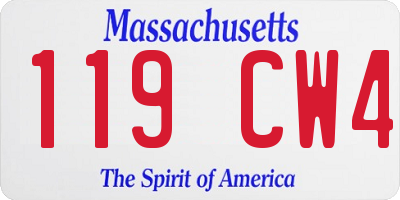 MA license plate 119CW4