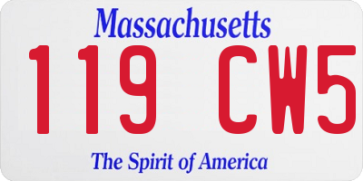 MA license plate 119CW5