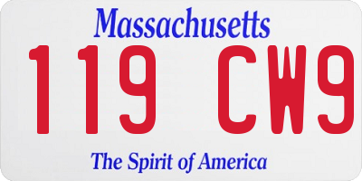 MA license plate 119CW9
