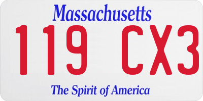 MA license plate 119CX3